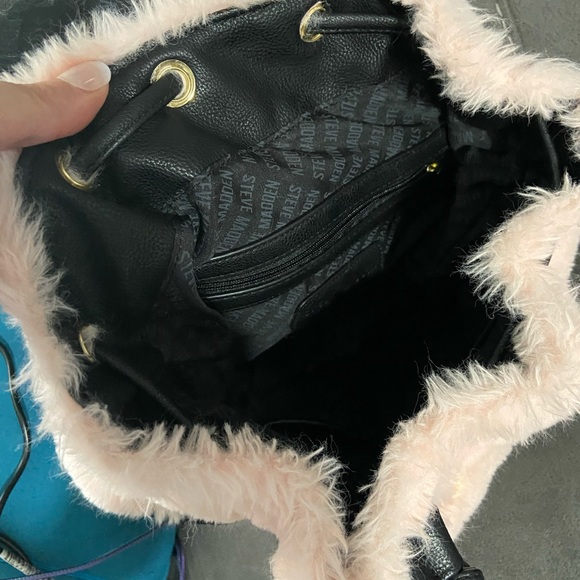 Pink Fuzzy Steve Madden Backpack/Purse - Picture 4 of 7